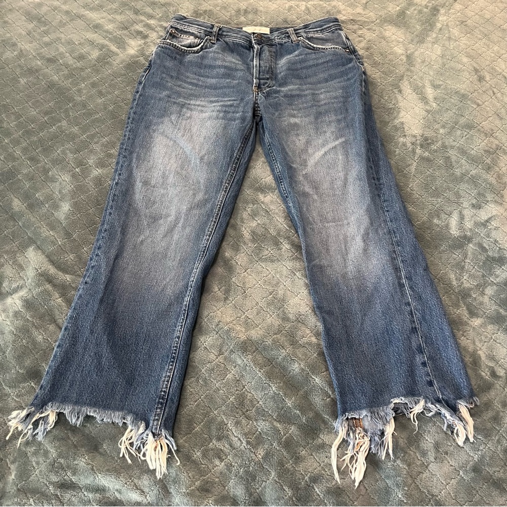 We The Free Light Blue Frayed Wide Leg‎ Jeans - Picture 2 of 9